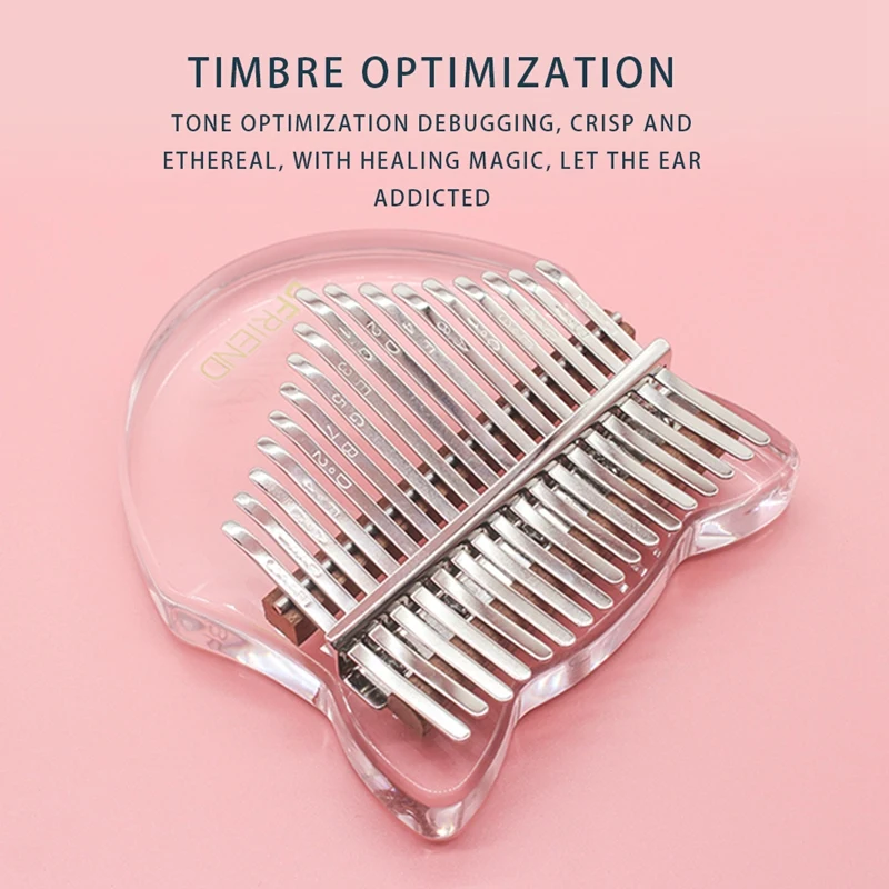 

BFRIEND 17 Keys, Acrylic Thumb Piano Note Carved Starter Finger Piano with Kalimba Case Tune Hammer