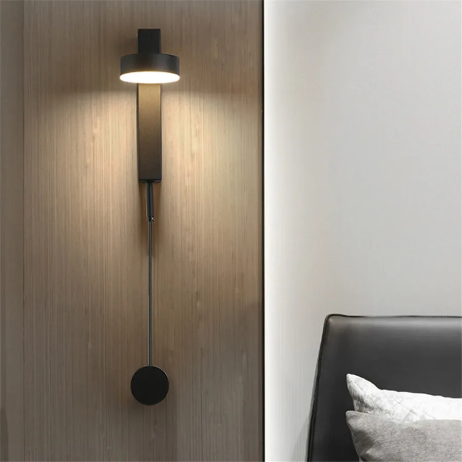 

Nordic LED Wall Lamps with Rotation Dimming Switch Reading Light Modern Wall Light for Bedroom Living Room Aisle Furniture Light