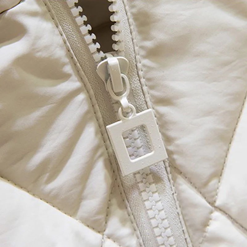 

Rhombus Padded Loose Women Hooded Vest Solid Zipper Pocket Female Thick Vests Tide Spring Winter Fashion Ladies Casual Waistcoat