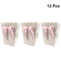 12pcs bow white popcorn boxes candy snack printing treat box decoration container birthday baby showers wedding party favors