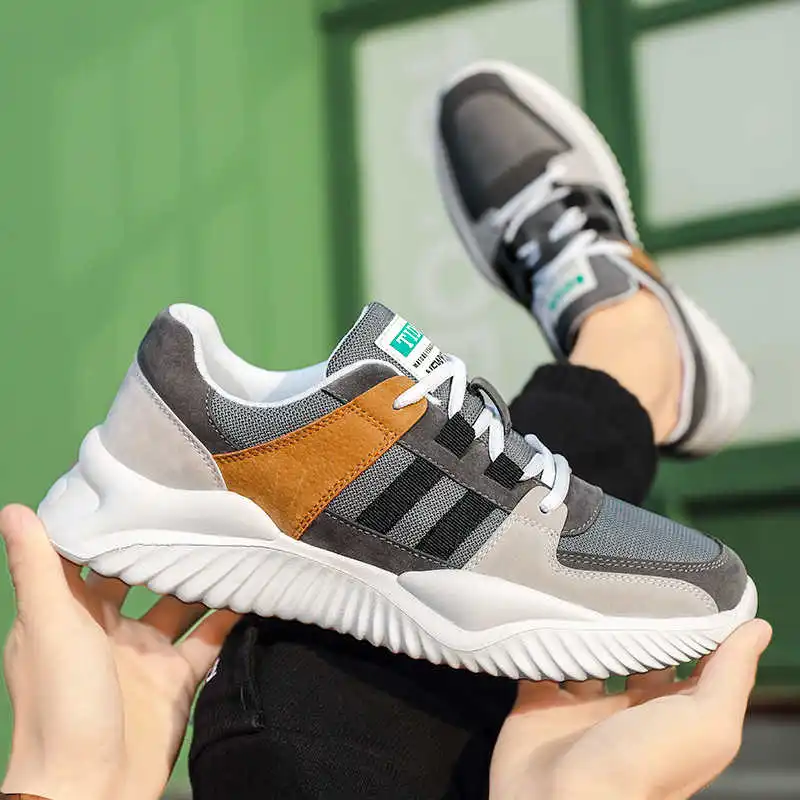 

Мужские кроссовки для бега, дышащие летние кроссовки на шнуровке для мужчин, высокие сетчатые спортивные туфли, мужские Нескользящие кросс...