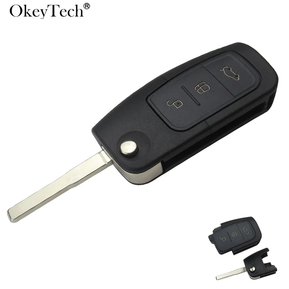 OkeyTech откидной ключ складной модифицированный неразрезанный автомобильный пустой ключ чехол брелока Дистанционного Управления для Ford Focus Mondeo 2 3 Fiesta Max Ka chave чехол
