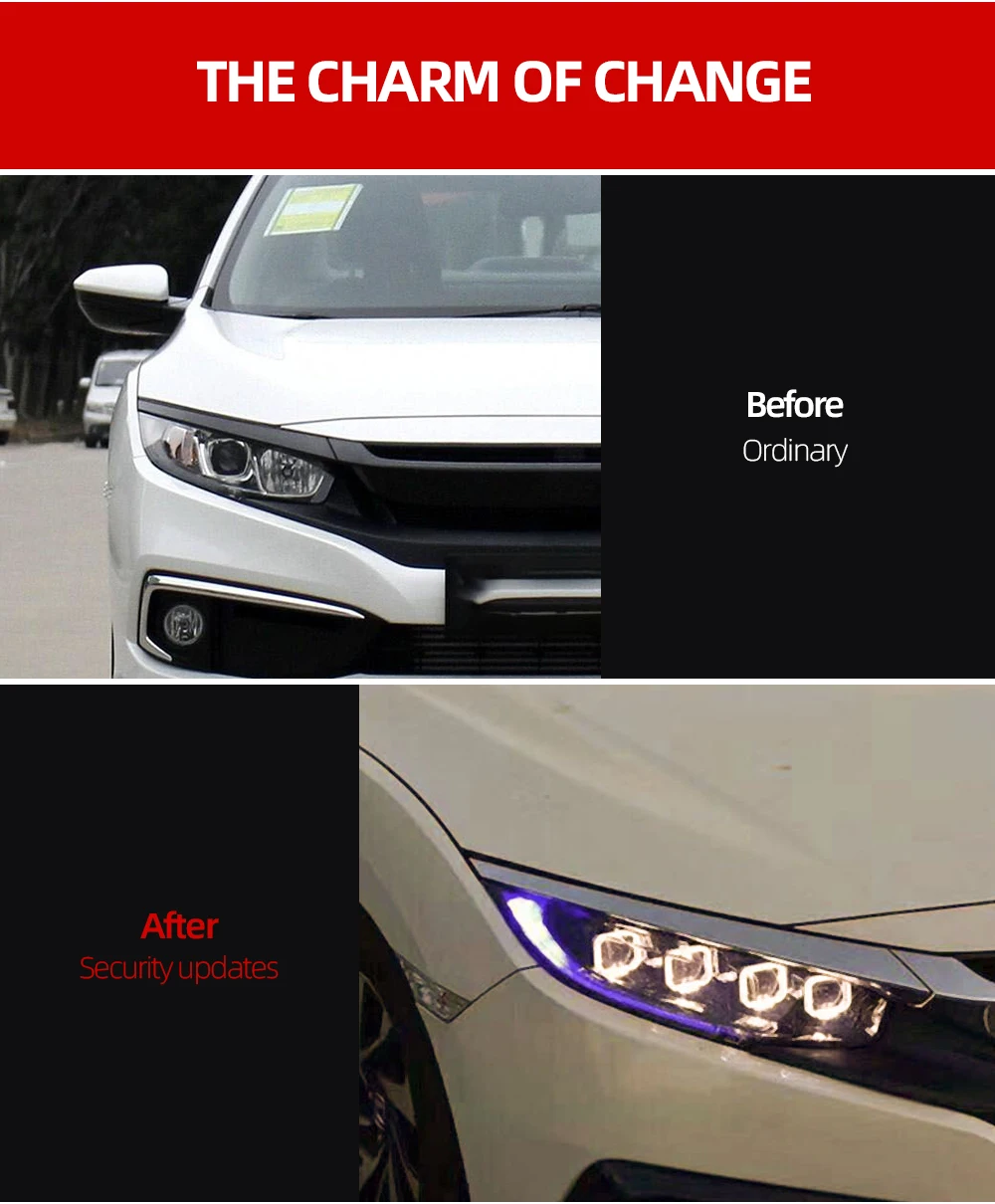 1 пара автомобилей головной светильник s для Honda Civic 10th HID светодиодный головной светильник s с движущимися поворота светильник налобный фонарь светодиодный DRL Передняя лампа