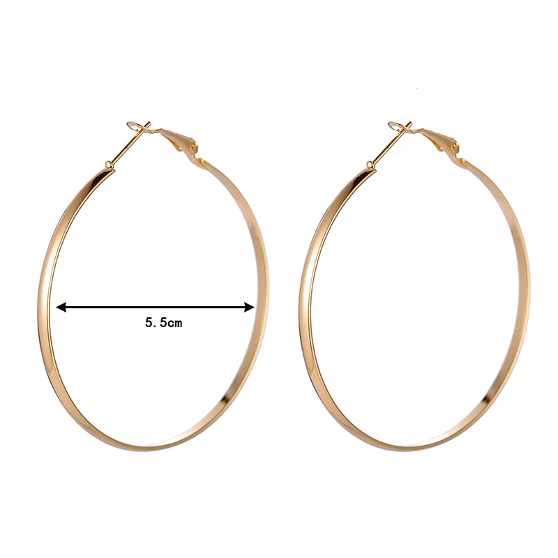 Gold5.5cm Модные женские металлические Золотые круглые серьги для женщин, вечерние Простые Ювелирные изделия, женские большие круглые серебряные серьги-кольца в стиле панк, Brincos - Окраска металла: Gold5.5cm