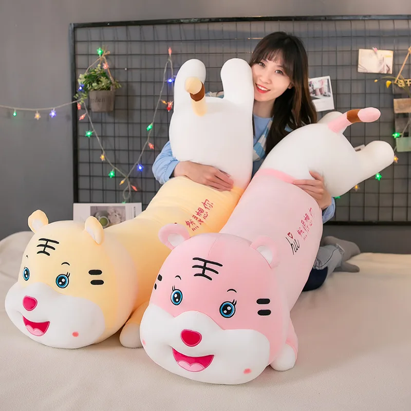 

Free ship 70/90/110cm long pillow creative plush toy tiger pillows hugs cartoon cute sleeping doll soft toys for children gift