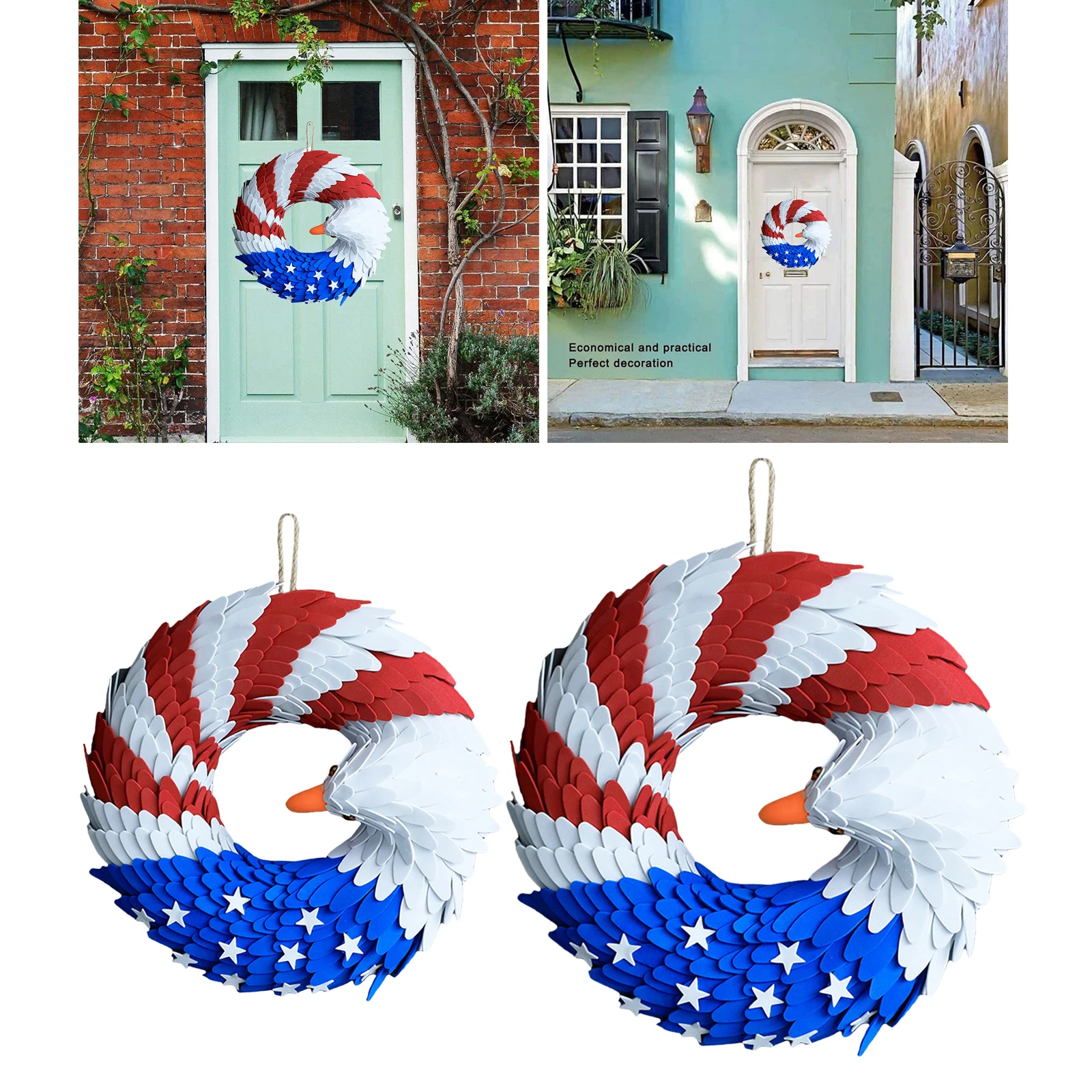 

Fourth of July Wreath American Flag Eagle Garland Door Window Photo Props