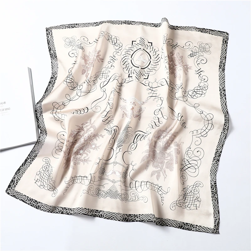 

2021 Silk Scarf Square Women Foulard Dot Bandana Shawls and Wraps Fashion Print Lady Office Small Hair Neck Scarves