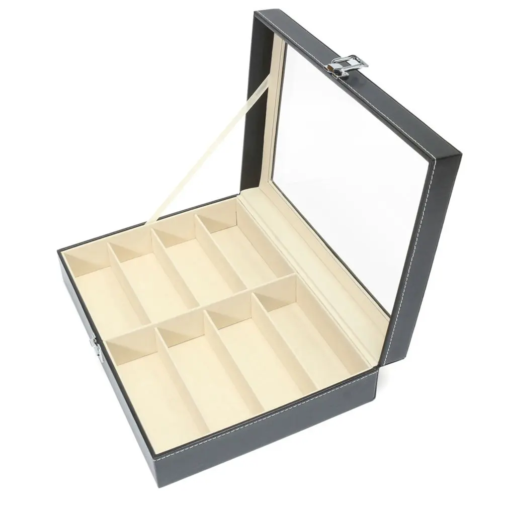 

Practical Design 8 Grids Sunglasses Storage Case Luxury PU Leather Men Women Sunglasses Shop Display Box Case