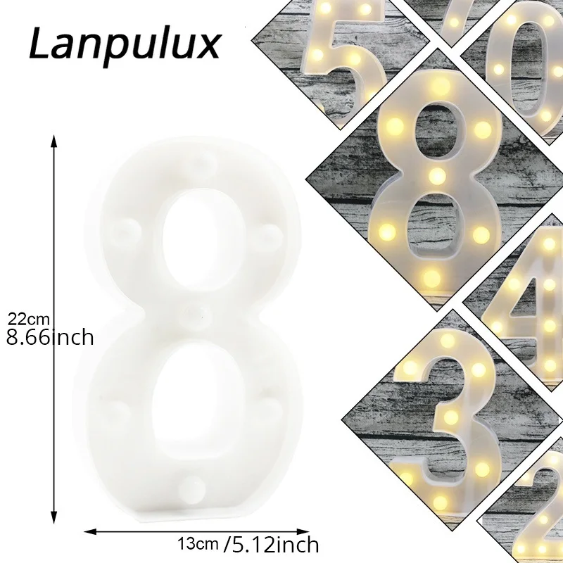 Lanpulux 3D Светодиодная Ночная лампа с цифрами для детей 0 9 лет детская прикроватная