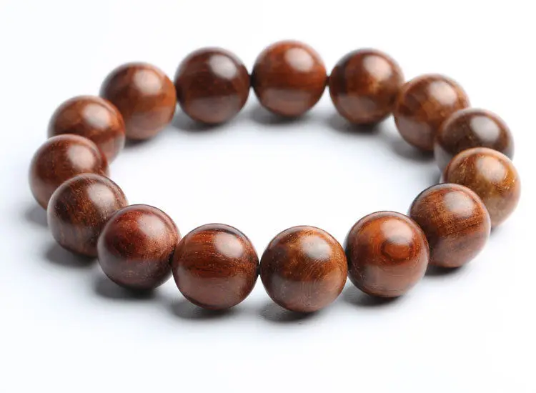 Бусины из тибетского хорошего розового дерева эластичные браслет-амулет |