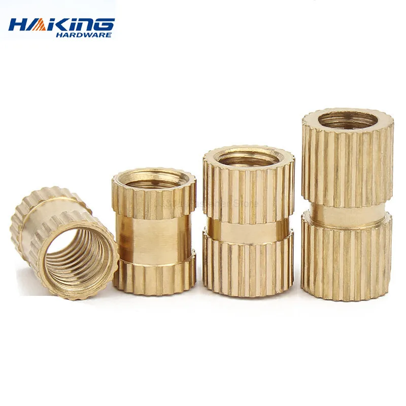 20/50/100 Pcs M2.5 M3 M4 M5 M6 Brass Pure Copper Metric Thread Injection Molding Knurl Insert Nut Nutsert Embedded Nuts