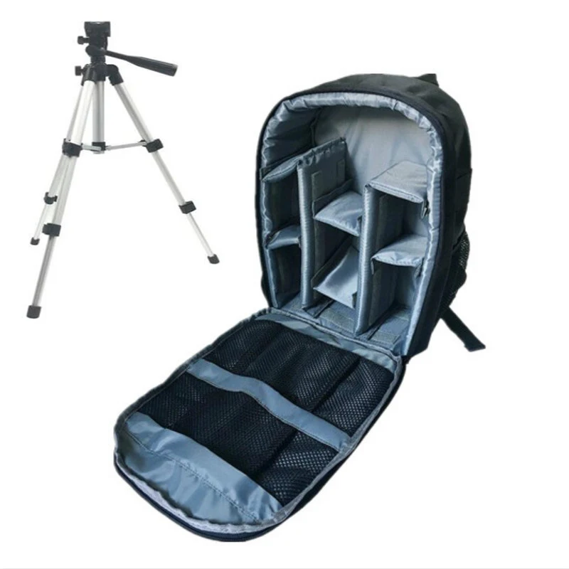 Grey with Tripod Водонепроницаемая сумка для цифровой зеркальной фотокамеры Рюкзак для видеокамеры Mochila Fotografia двойные сумки на плечо для Nikon Canon - Цвет: Grey with Tripod