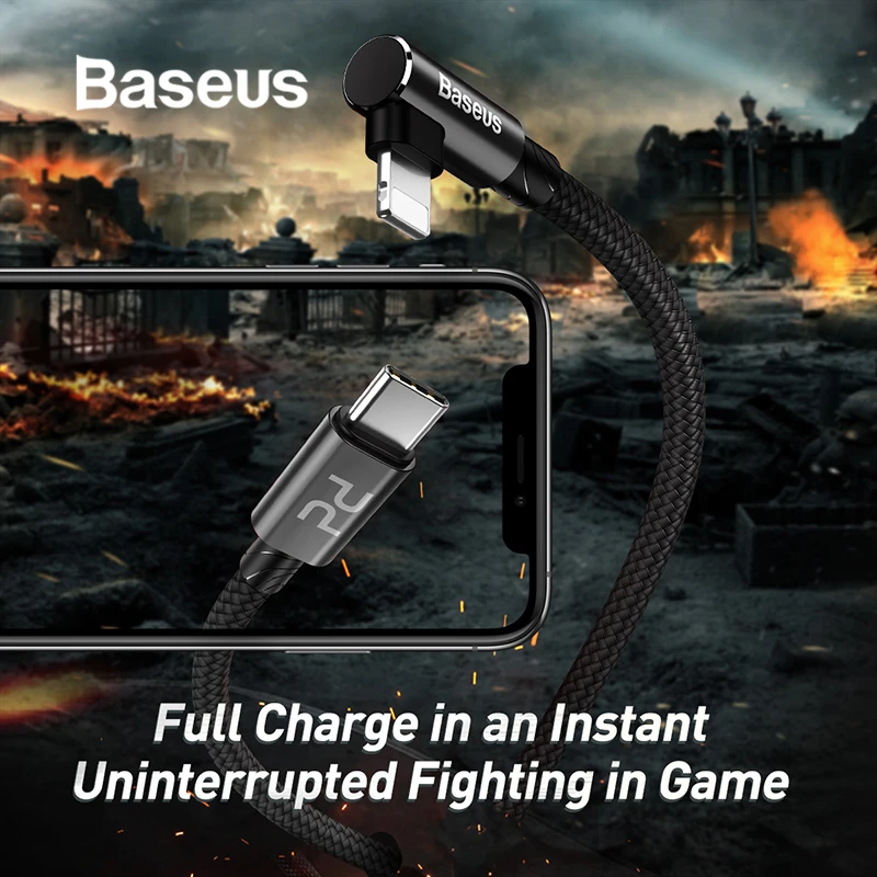 Baseus локоть Дизайн 18 Вт Быстрая зарядка PD кабель для iPhone PD Тип C для Apple Lightning зарядный кабель USB C для iPhone кабель