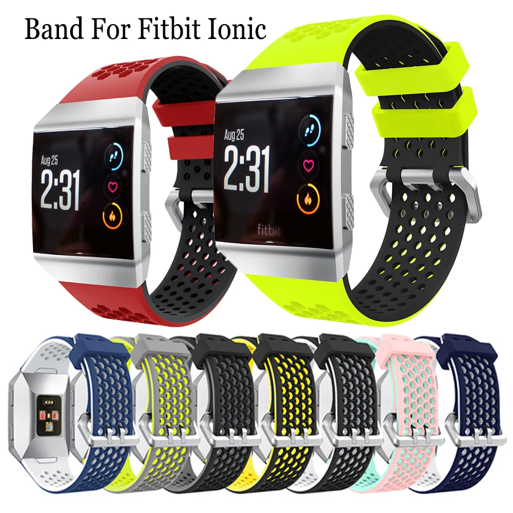Two-color Sport Silicone Wristbands Bracelet Strap Band For Fitbit Ionic Smart Watch Belt Watchband Strap Adjustable Accessories