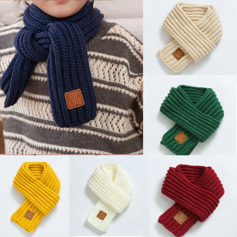 

BalleenShiny Winter Kids Scarves Warm Baby Boys Girls Neck Scarf Solid Soft Scarf For Kids Collar Children Stretch Neck Ring