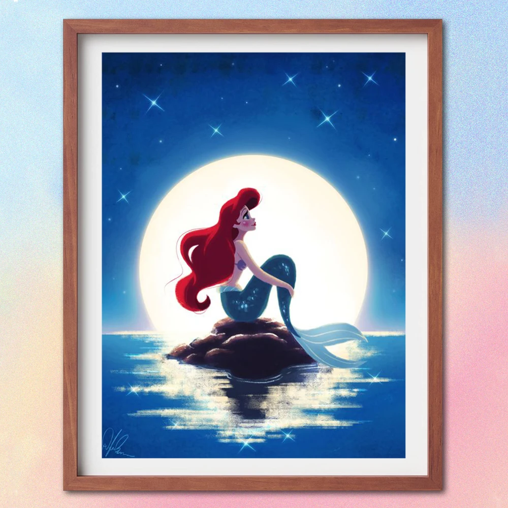 

Disney 5D DIY Diamond Painting Cartoon Mermaid Ariel Cross Stitch Full Drill Round Diamond Embroidery Mosaic Home Decor Gift