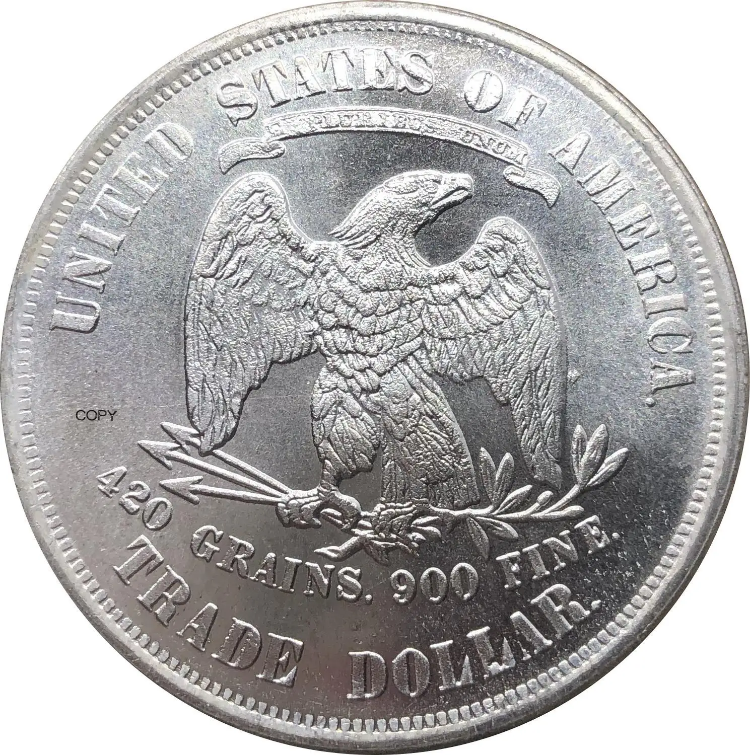 

United States America 1879 1 Trade One Dollar US In God We Trust With Motto 420 Grains 900 Fine Silver Plated Copy Coin