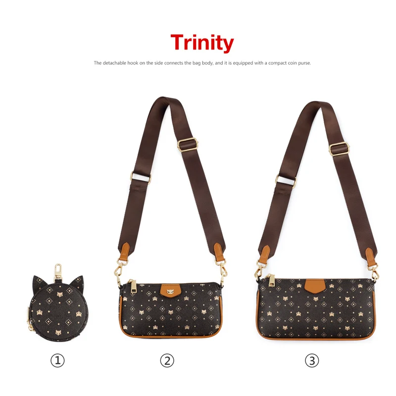 Женская сумка через плечо FOXER с монограммой модный дизайнерский Кошелек 3 в 1 со