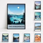 Постер для путешествий Adirondacks, голубые адиронские горы, Нью-Йорк, для спальни, домашний декор