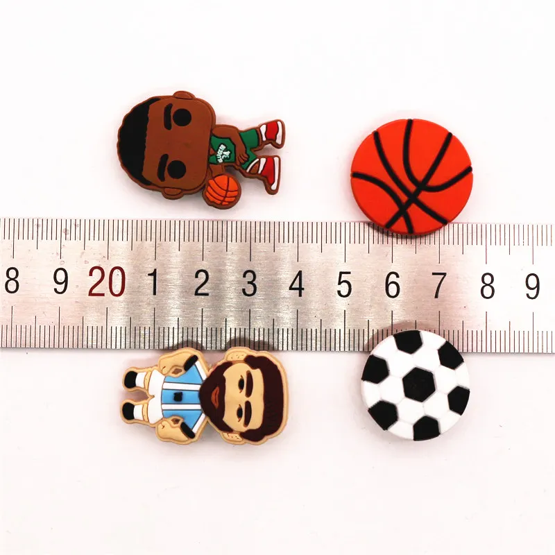 Free Shipping 1pcs Player Style PVC Shoe Charms Decoration Basketball football Shoe Accessories fit croc jibz Kid's Party X-mas