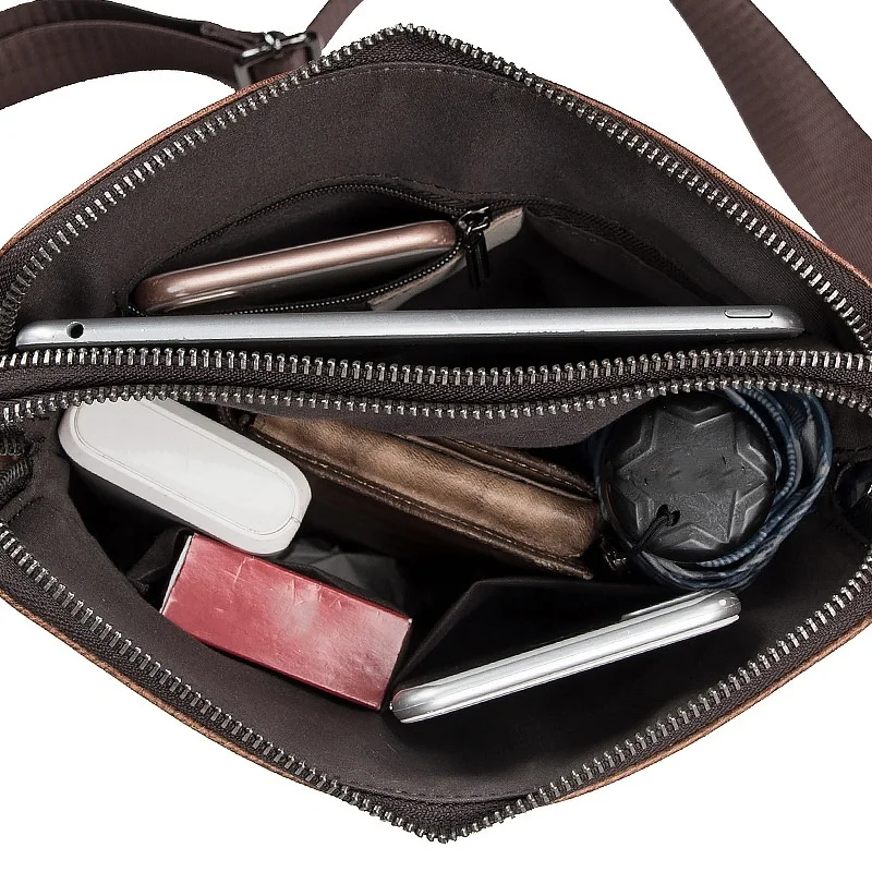 

FGGS-Leather Men's Messenger Bag Shoulder Crossbody Bag for Men Cow Leather Briefcase Vintage Flap Pocket Handbag Casual Tote