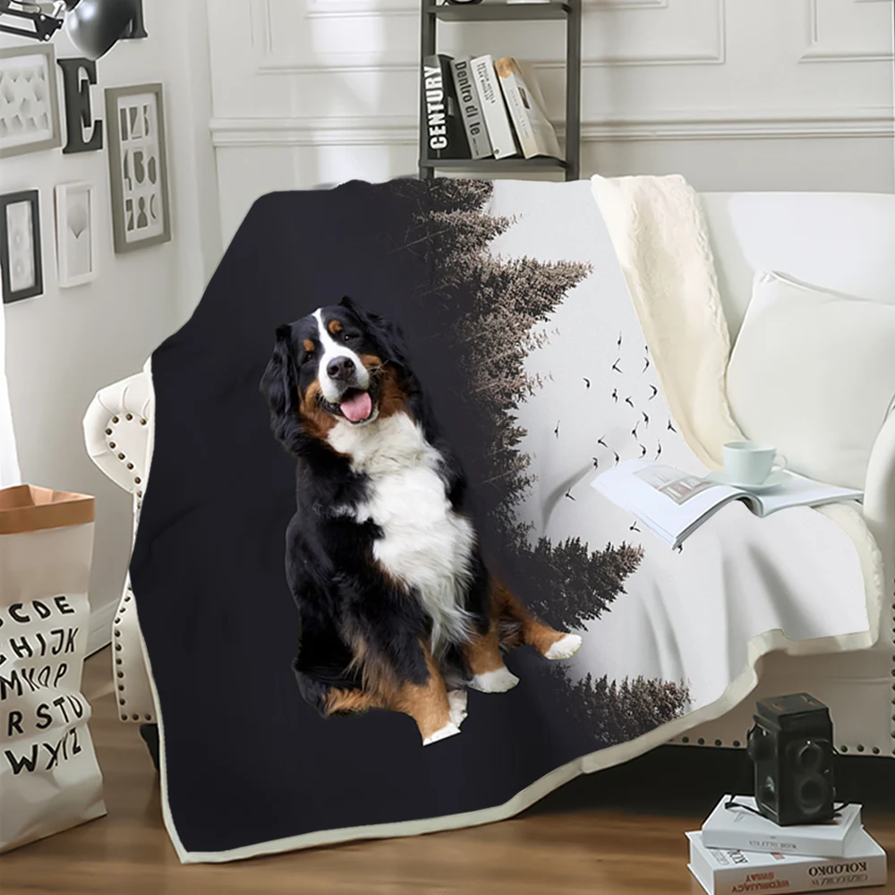 

Manta suave y cálida con estampado 3D para niña y su perro de montaña, ropa de cama, manta de viaje para dormitorio, edredón Dob