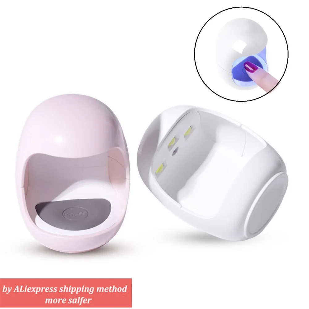 

New 3W Mini Nail Dryer USB UV LED Lamp Nail Art Manicure Tools Pink Egg Shape Design 30S Fast Drying Curing Light for Gel Polish