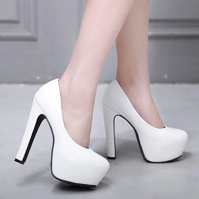 

SONDR Mary Jane Ladies High Heels Women Platform Pumps PU Black White Women Shoes Thick Heels Work Pumps Dress Wedding Shoes