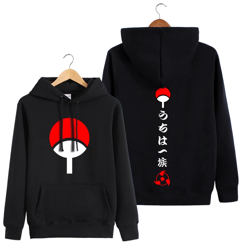 Японское аниме толстовка с капюшоном длинным рукавом Uchiha Sasuke одежда оверсайз