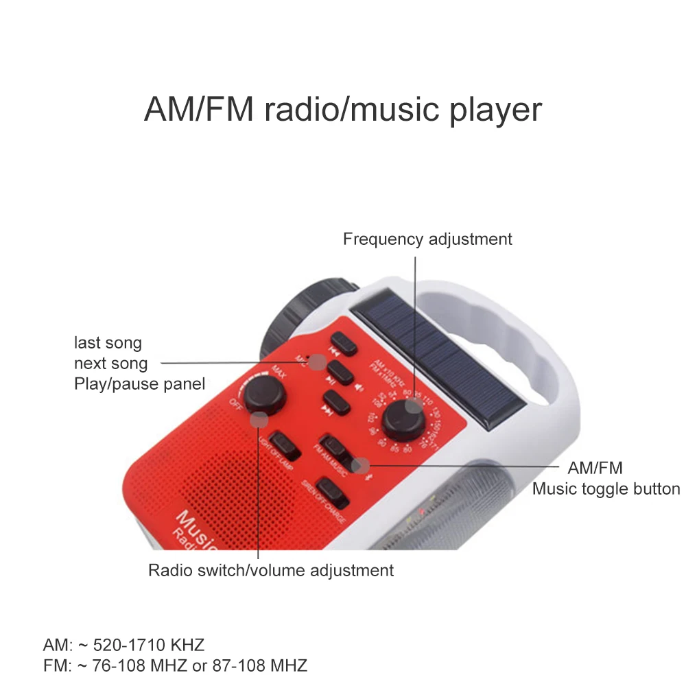 Мини Портативный AM/FM Bluetooth динамик солнечной ручной Динамо уличный радио