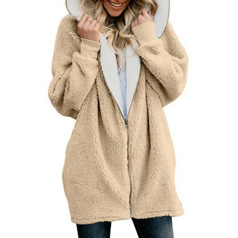 

Winter Women Hoodies Long Coat Fashion Feminino Solid Zipper Casual Female Jacket 2019 Hoody Long Sleeve Ladies Tops Plus Size