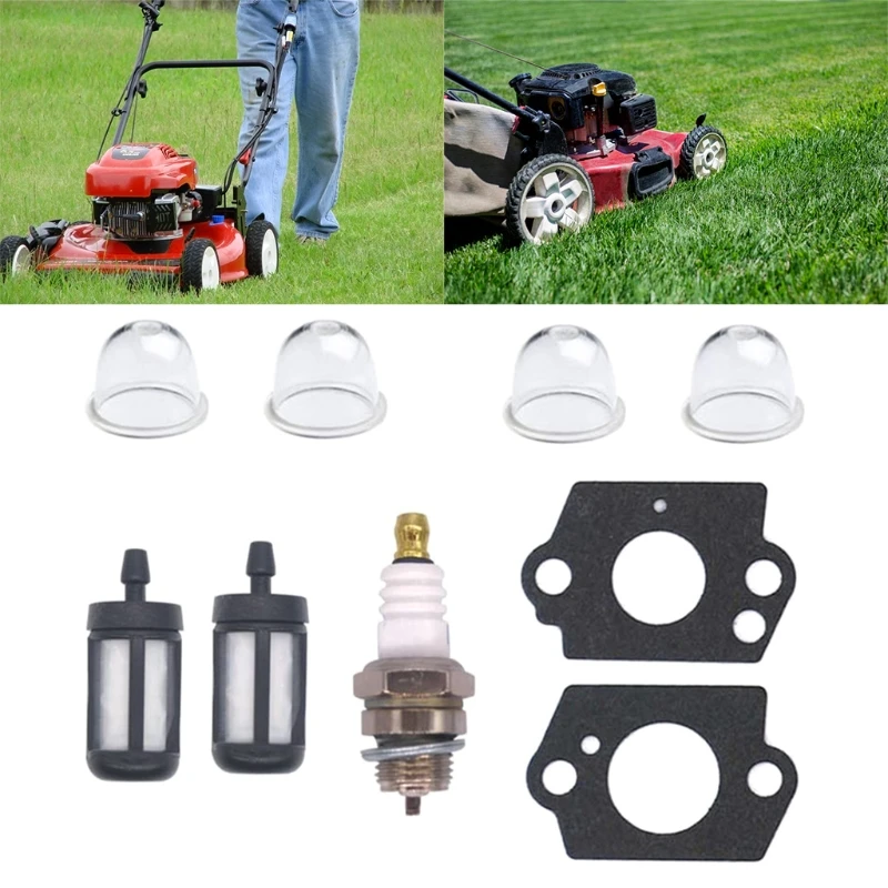 

2 Pack Air Filter with Fuel Filter Spark Plug Gasket Primer Bulb Turn up kit for Stihl Blower BG45 BG46 BG55 BG65 BG85