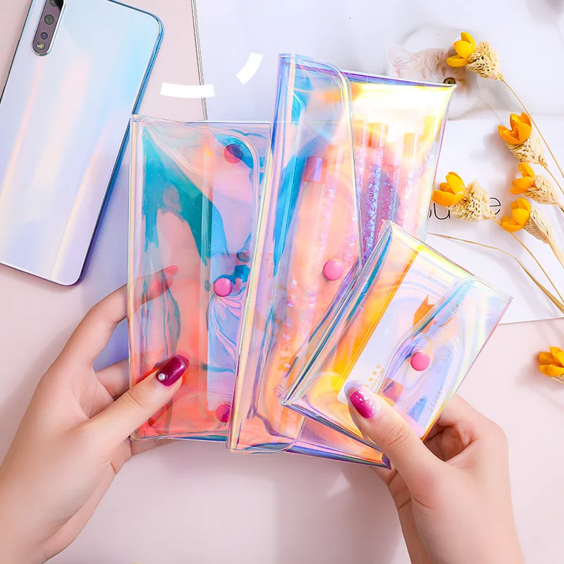 

Laser Coin Purse Ins Wind Female Cosmetic Bag Data Cable Storage Colorful Set Stationery Pencil Case Kawaii Girl School Supplies