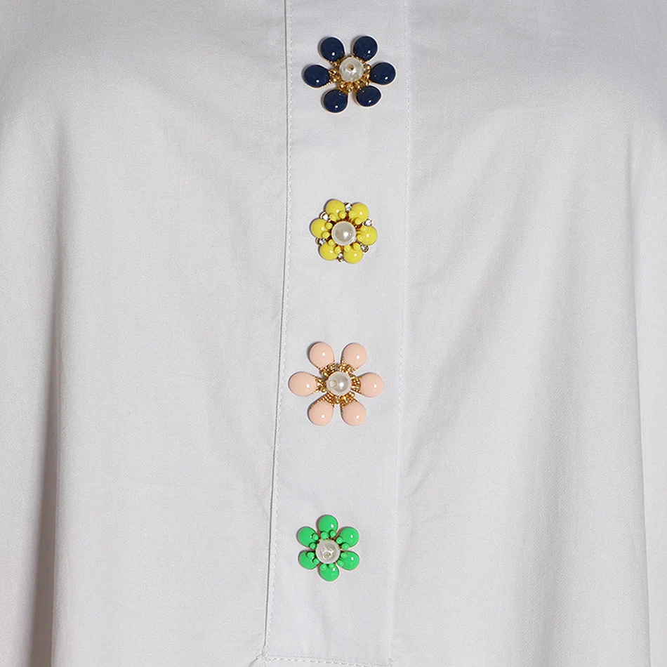 

Ailigou 2020 Summer New Fashion Women'S Stickers Flower Dress Women Standing Collar Puff Sleeves Oversized Loose Dress