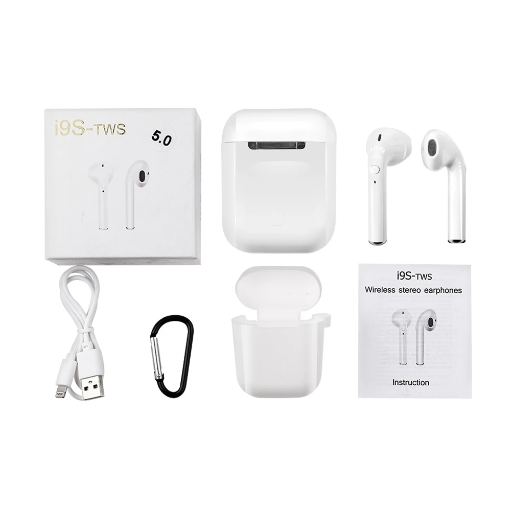 White I9S TWS Bluetooth наушники 5,0 спортивные наушники-вкладыши Handsfree True беспроводные наушники Беспроводная гарнитура Bluetooth телефон - Цвет: White