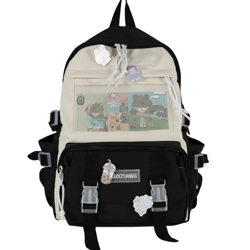 

Lovely Cartoon Front Mesh Backpack Large Capacity Shoulder Bags Multipurpose Handbag Teenage Girl Portable Travel School