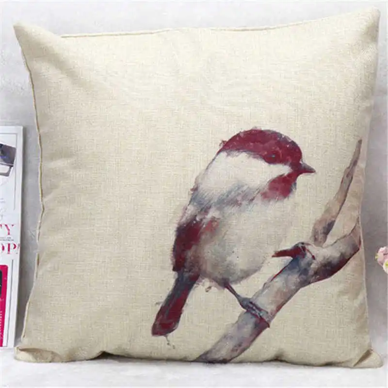 Vintage Cute Owl Dog Animal Pillowcase Cotton Linen Printed Cushion Cover For Office Home Pillow Covers 45*45cm | Дом и сад