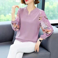chiffon shirt springsummer 2021 new top middle aged womens t shirt long sleeve loose pullover bottoming shirt plus size m 6xl