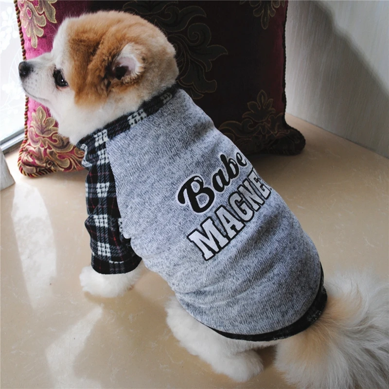 

Warm Pet Dog Sweater For Autumn Winter Costume Top Short Sleeve Thicken Fleece T-shirt Coat For Small Medium Dogs