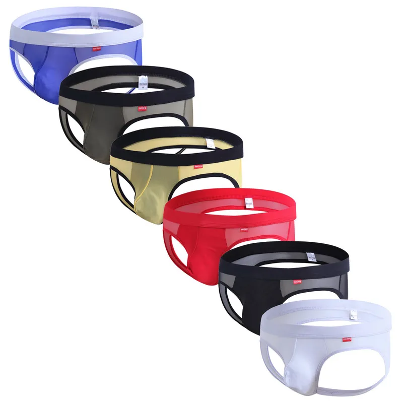 Мужские стринги 6 шт./лот джоки сетчатый Прозрачный чехол для пениса сексуальное