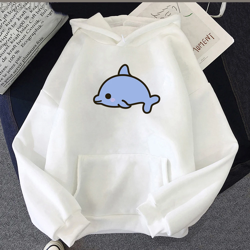 

Cute Dolphin Graphic Hoody Women Kawaii Cartoon Print Casual Sweatshirts New Female Long Sleeve Harajuku Tops Hop Hop Streetwear