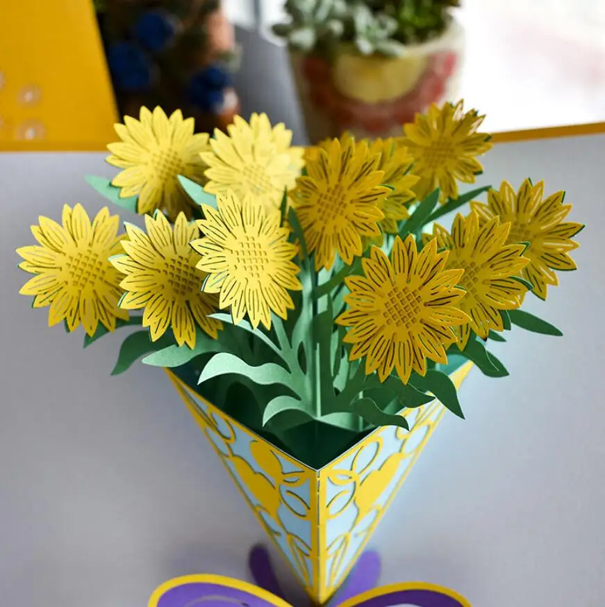 5 шт. цветок оригами для ручной работы 3D Pop UP поздравительная открытка приглашение