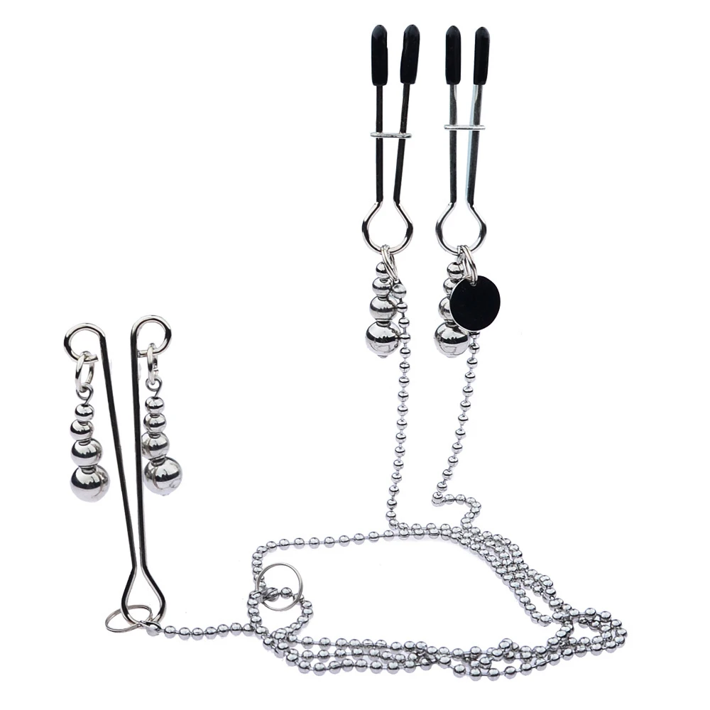 

3-Head Metal Nipple Clamps With Chain Clitoris Clips Flirting Teasing Sex Toys BDSM Slave Bondage Exotic Accessories Adult Games
