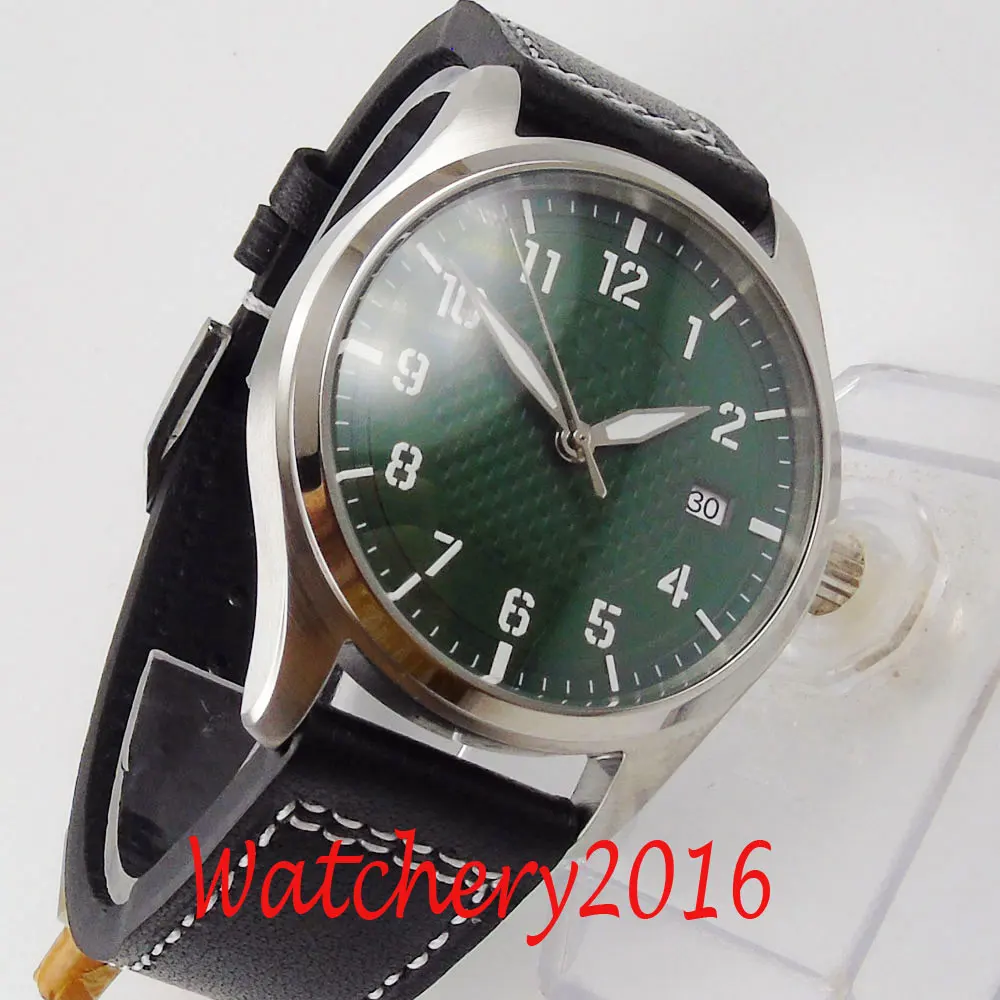 Роскошные 40 мм Corgeut зеленый стерильный циферблат стекло SS светящаяся Дата NH35