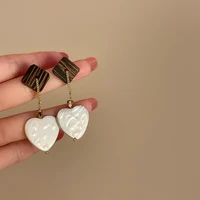 girl earrings fashion jewelry 2021 korea vintage pearl heart geometry pendant earrings for women dating party jewelry accessorie