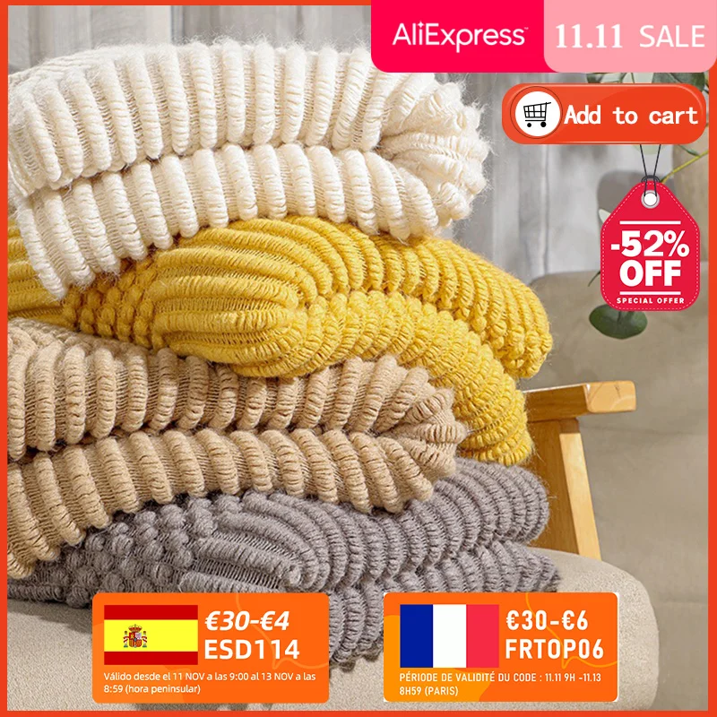 

Nordic Knitted Blanket Soild Color Sofa Blanket With Tassels Travel Light Luxury Blanket Swadding For ​Bed Home Decor 130x180cm