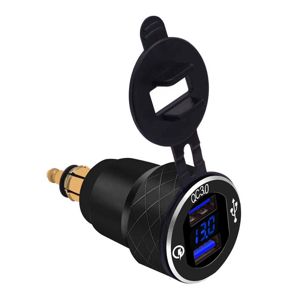 

Digital Display Voltmeter Fast Power Outlet Dual USB QC3.0 Car Phone Charger Escondite Secreto Portable Car Accessories