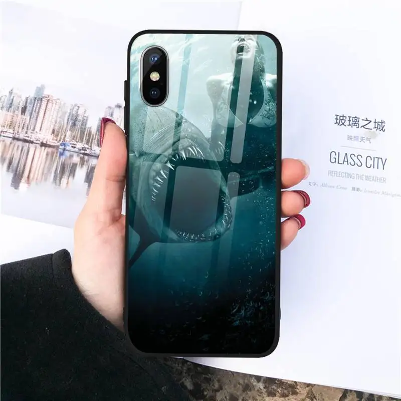 

Ocean Whale Shark Phone Case Tempered glass For iphone 11 12 PRO MAX X XS XR 5C 6 6S 7 8 plus