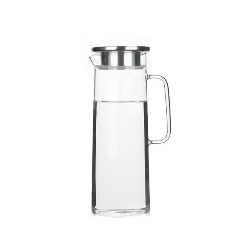 

CN Cold Glass Water Bottle Jar Kettle Transparent Large Capacity Heat Resistant Coffee Pot with Handle Teapot Pitchers