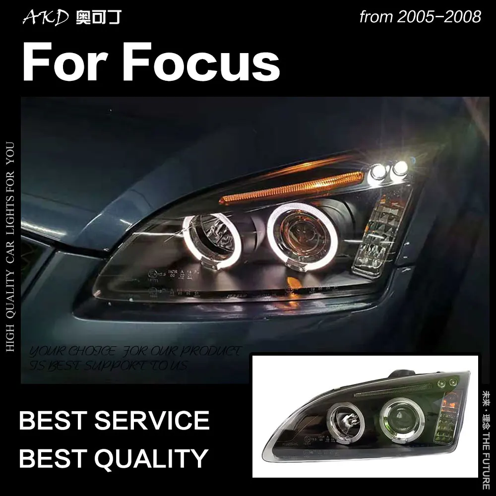 AKD автостайлинг для Ford Focus фары 2005-2008 светодиодная фара LED Drl Angel Eye Hid Биксеноновые